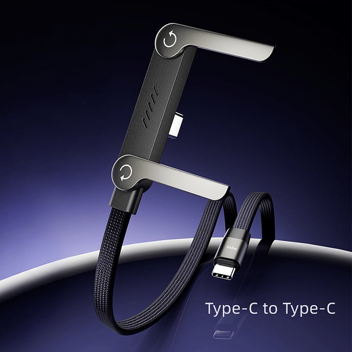 240W Fast-Charging Cable with Built-In Phone Stand