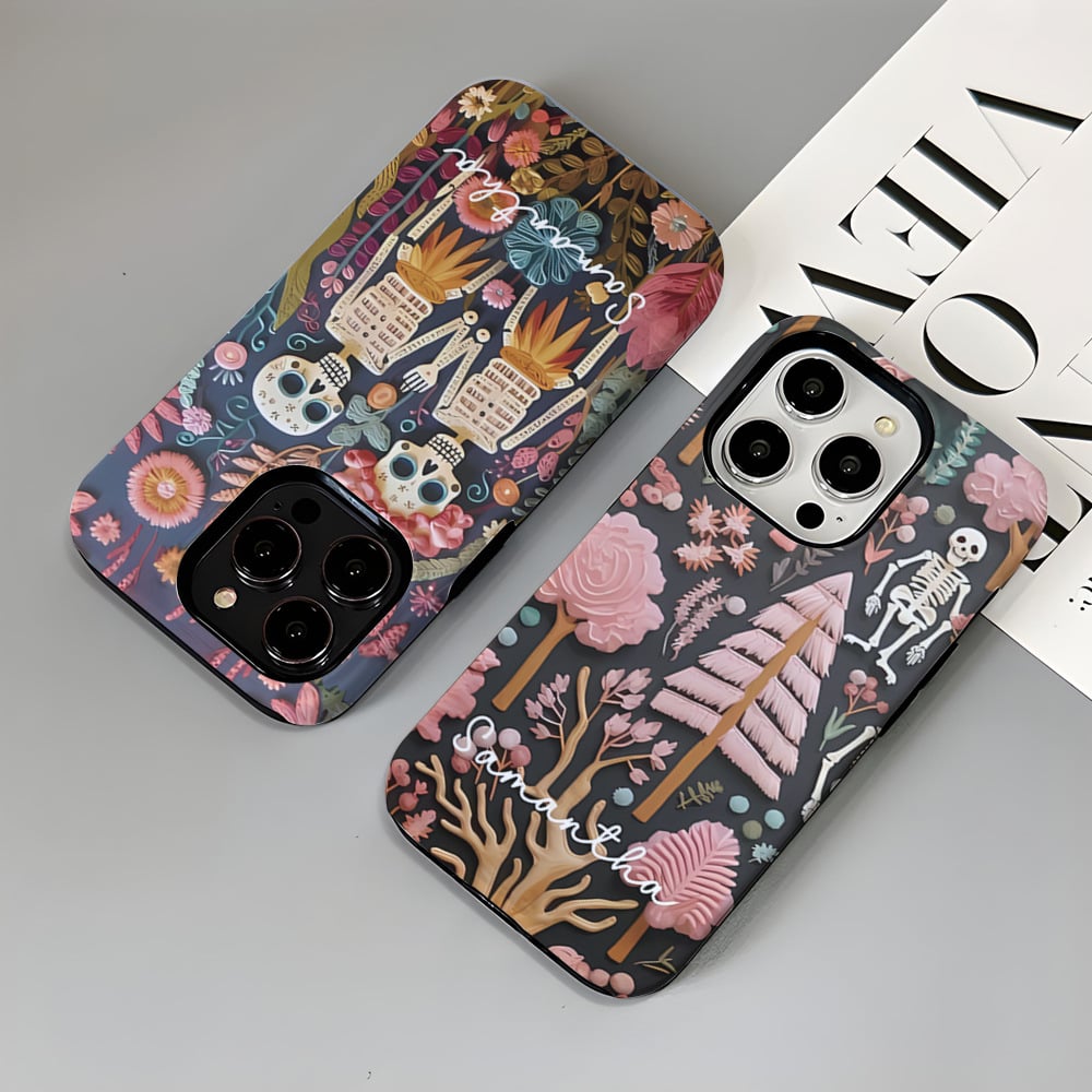 💀🌼Vintage Skeletons in Bloom Phone Case