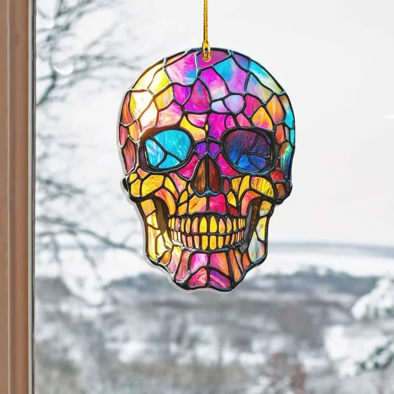 🔥🌈[Colourful Skull]Acrylic Coloured Window Pendant💀