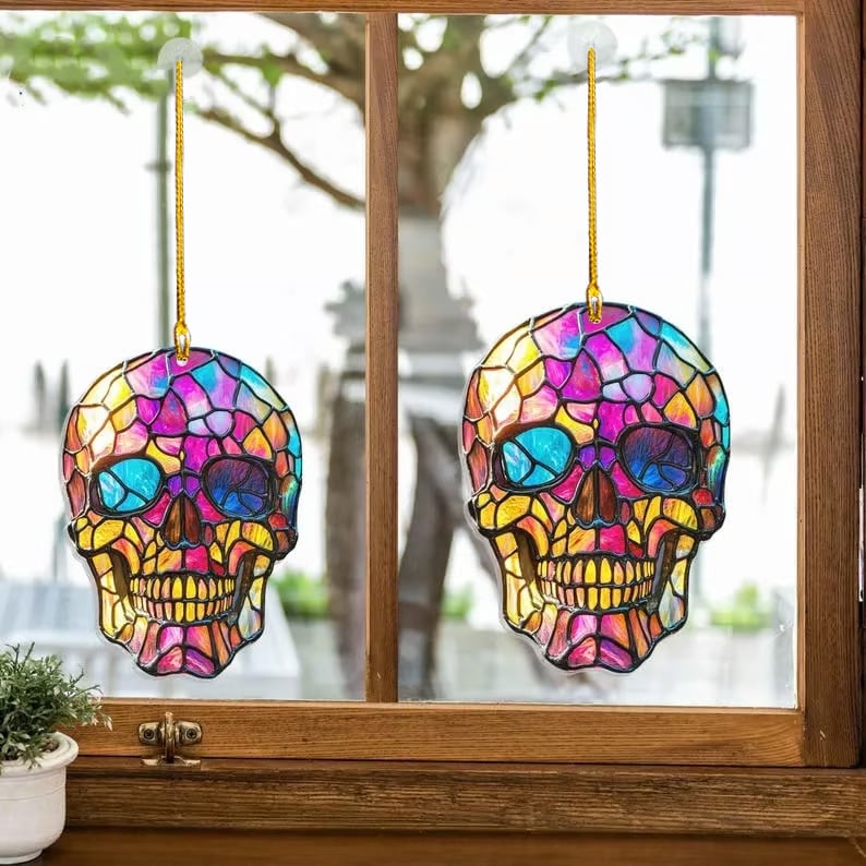 🔥🌈[Colourful Skull]Acrylic Coloured Window Pendant💀