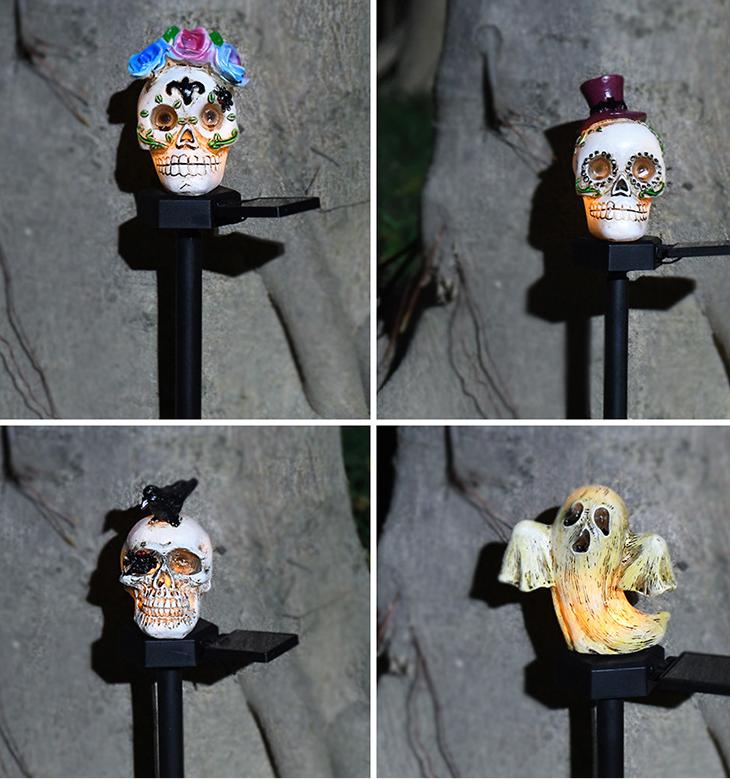 e???Halloween Solar Resin Ghost Skull Ground Lighte???