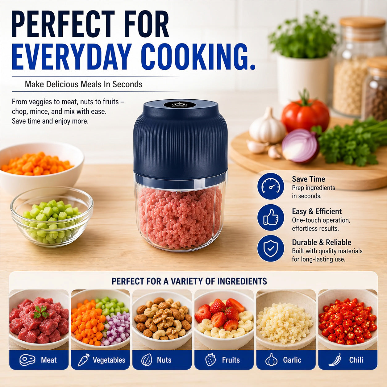 🔥Limited Time Buy One Get One Free!🔋 Wireless Mini Food Chopper with USB Charging