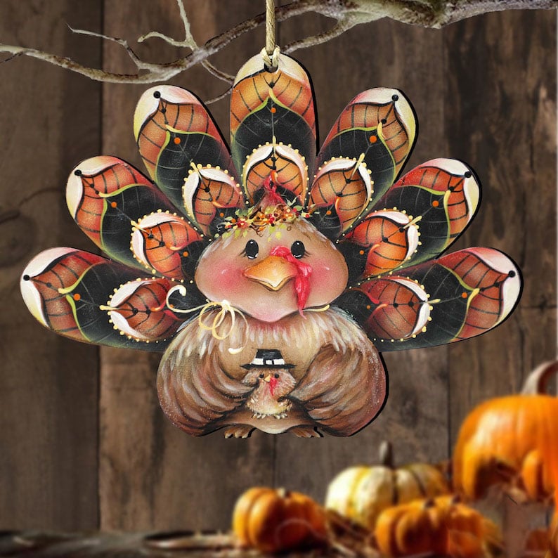 🦃Turkey Wreath Door Hanger 🍂 Thanksgiving  Decor - 🎃Fall Wall Decoration