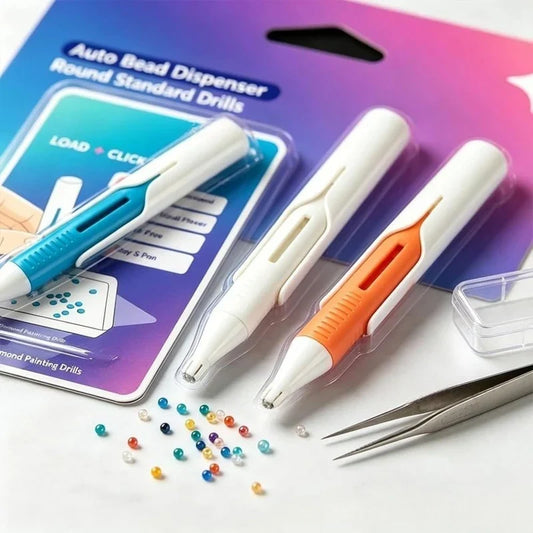 ⏰ Last Day 50% OFF – 💎 Automatic Diamond Painting Bead Dispenser Pen & Tray Set