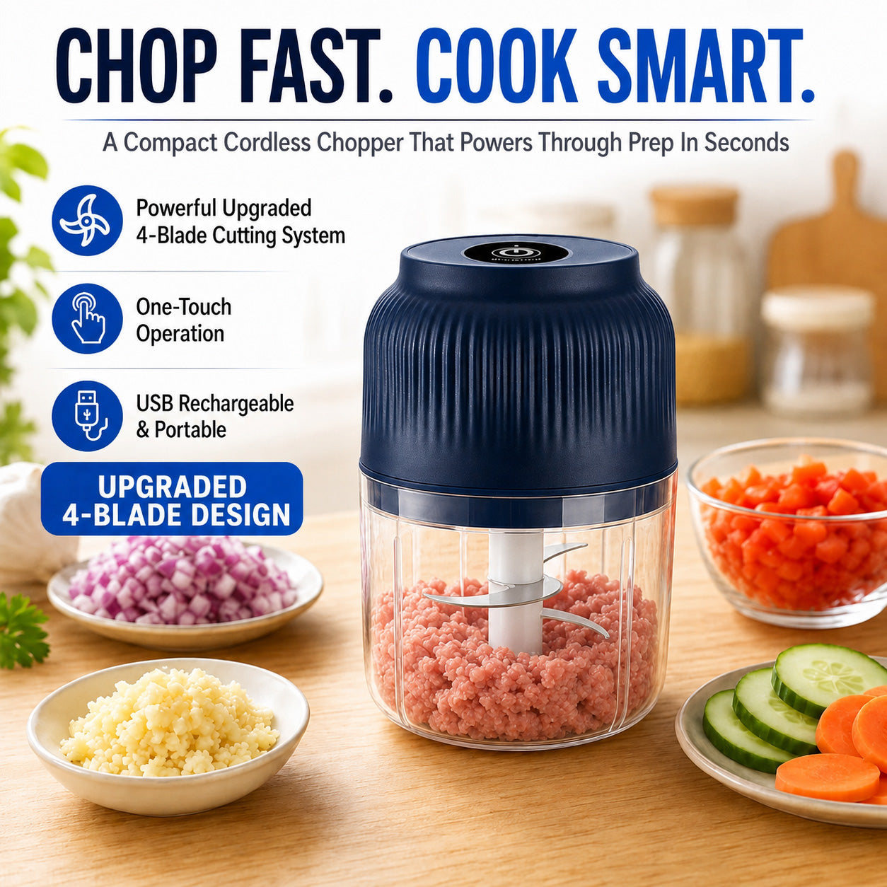 🔥Limited Time Buy One Get One Free!🔋 Wireless Mini Food Chopper with USB Charging
