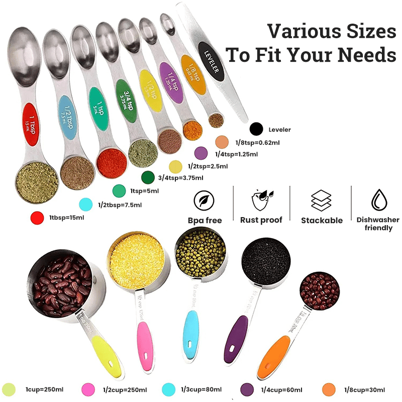 ⚡50K+ SOLD - Stainless Steel Magnetic Measuring Spoons Set