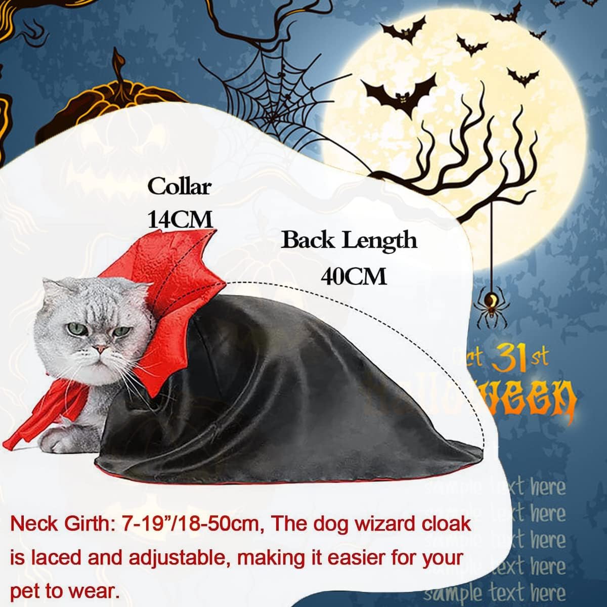 🏆 Halloween Hot Sale⚡Halloween Pet Cloak – Vampire Costume for Dogs & Cats