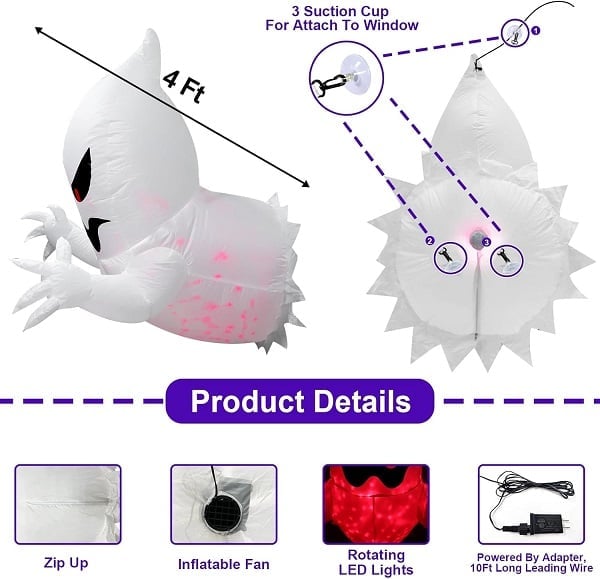 e???LED Halloween Inflatable Ghost