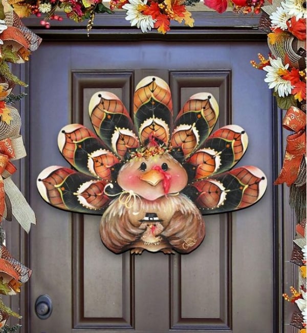 🦃Turkey Wreath Door Hanger 🍂 Thanksgiving  Decor - 🎃Fall Wall Decoration