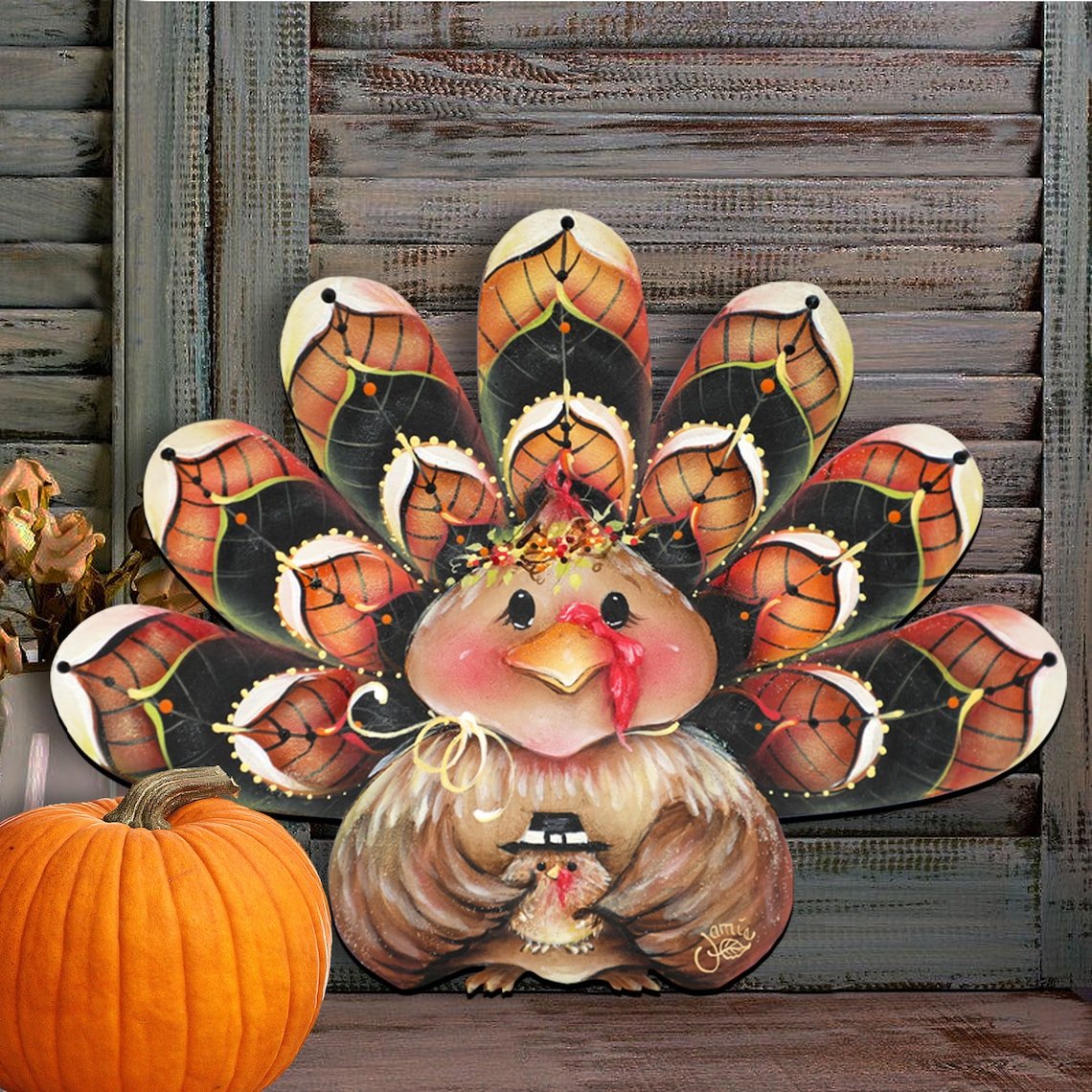 🦃Turkey Wreath Door Hanger 🍂 Thanksgiving  Decor - 🎃Fall Wall Decoration