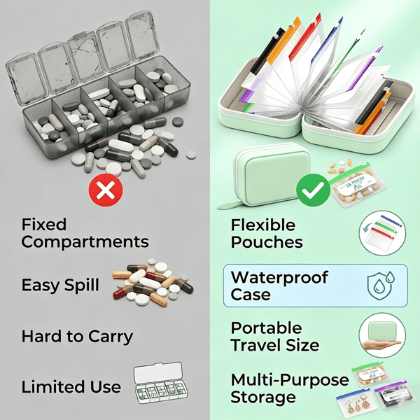 Travel Pill Organizer Set ✈️💊 | 7-Bag & 14-Bag Options for Pills, Vitamins & Supplements