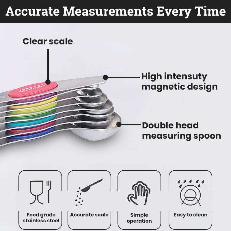⚡50K+ SOLD - Stainless Steel Magnetic Measuring Spoons Set