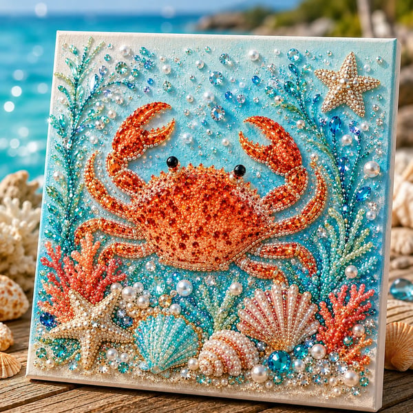 🔥Last Day 50% OFF - 🌊✨ Ocean Theme Pearl Art DIY Kit – Relaxing DIY Craft to Create Stunning Coastal Artwork