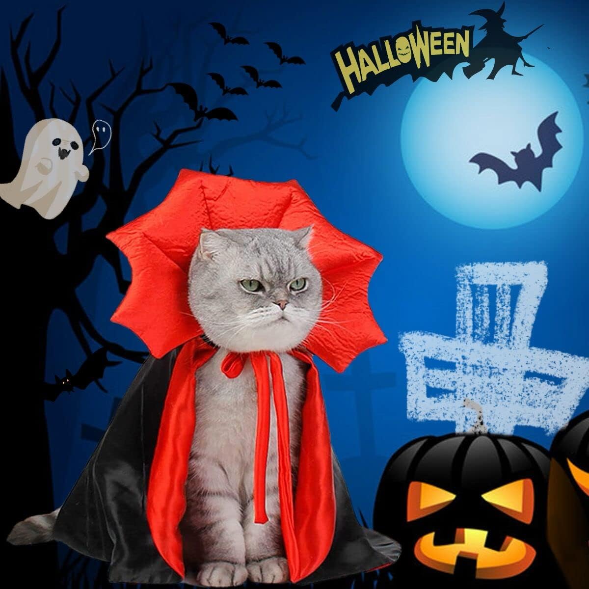 🏆 Halloween Hot Sale⚡Halloween Pet Cloak – Vampire Costume for Dogs & Cats