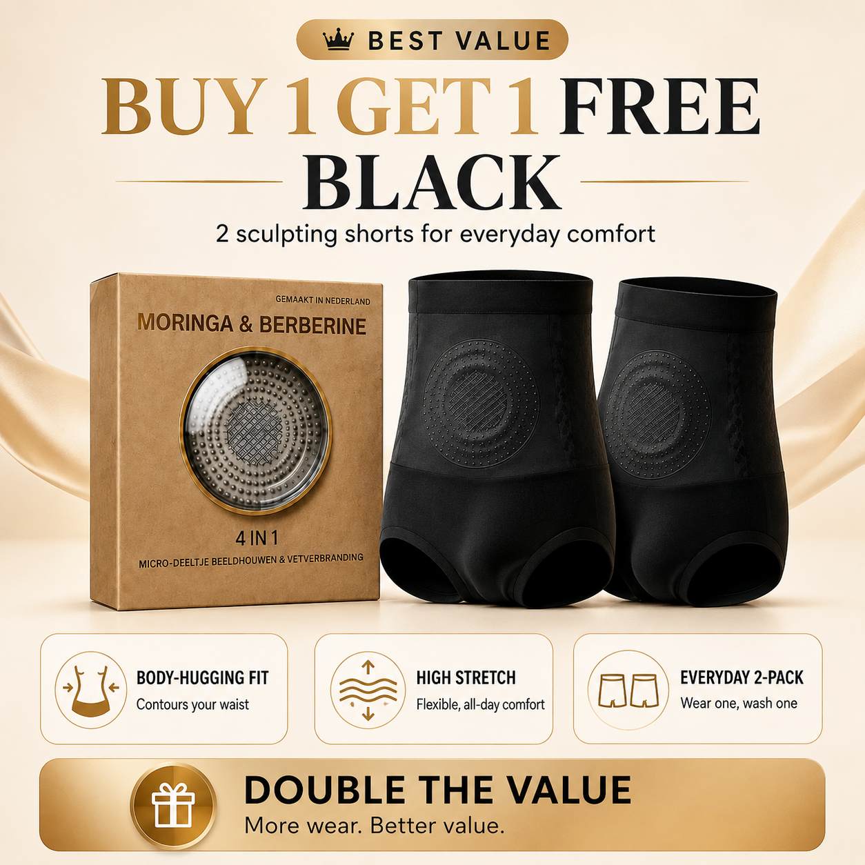 LBMLBM®☀️Moringa & Berberine 4‑In‑1 Micro‑Particle Sculpting & Fat‑Burn Shorts