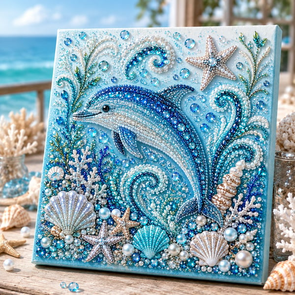 🔥Last Day 50% OFF - 🌊✨ Ocean Theme Pearl Art DIY Kit – Relaxing DIY Craft to Create Stunning Coastal Artwork