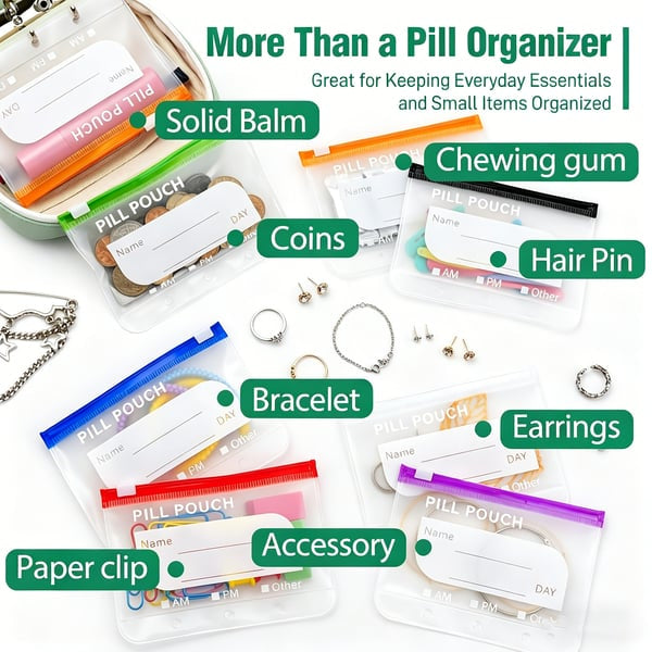 Travel Pill Organizer Set ✈️💊 | 7-Bag & 14-Bag Options for Pills, Vitamins & Supplements