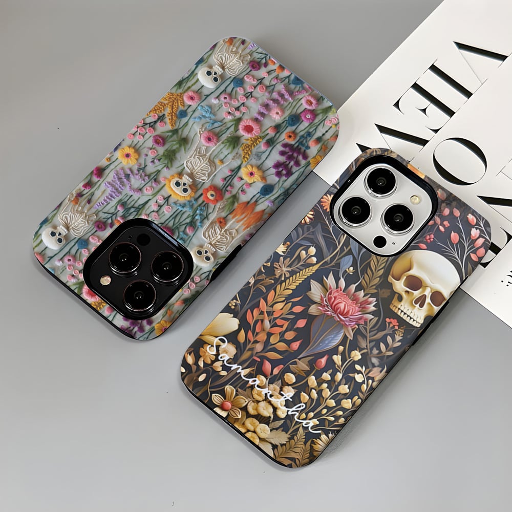💀🌼Vintage Skeletons in Bloom Phone Case