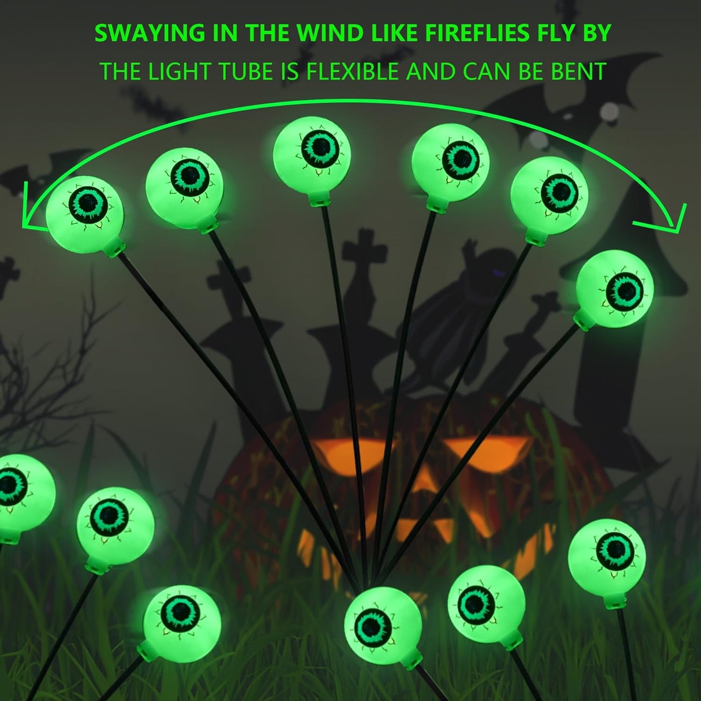 e???Halloween Sale  Solar Eyeball Swaying Firefly Lights