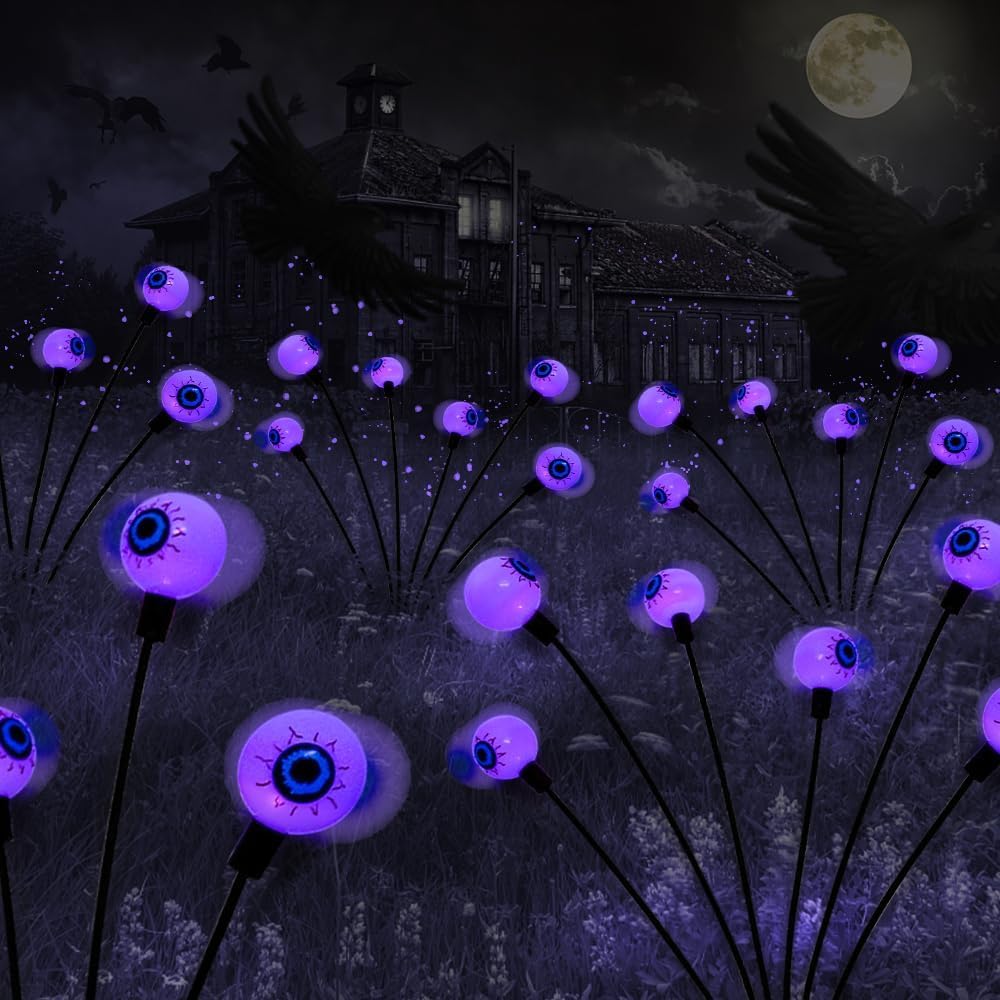 e???Halloween Sale  Solar Eyeball Swaying Firefly Lights