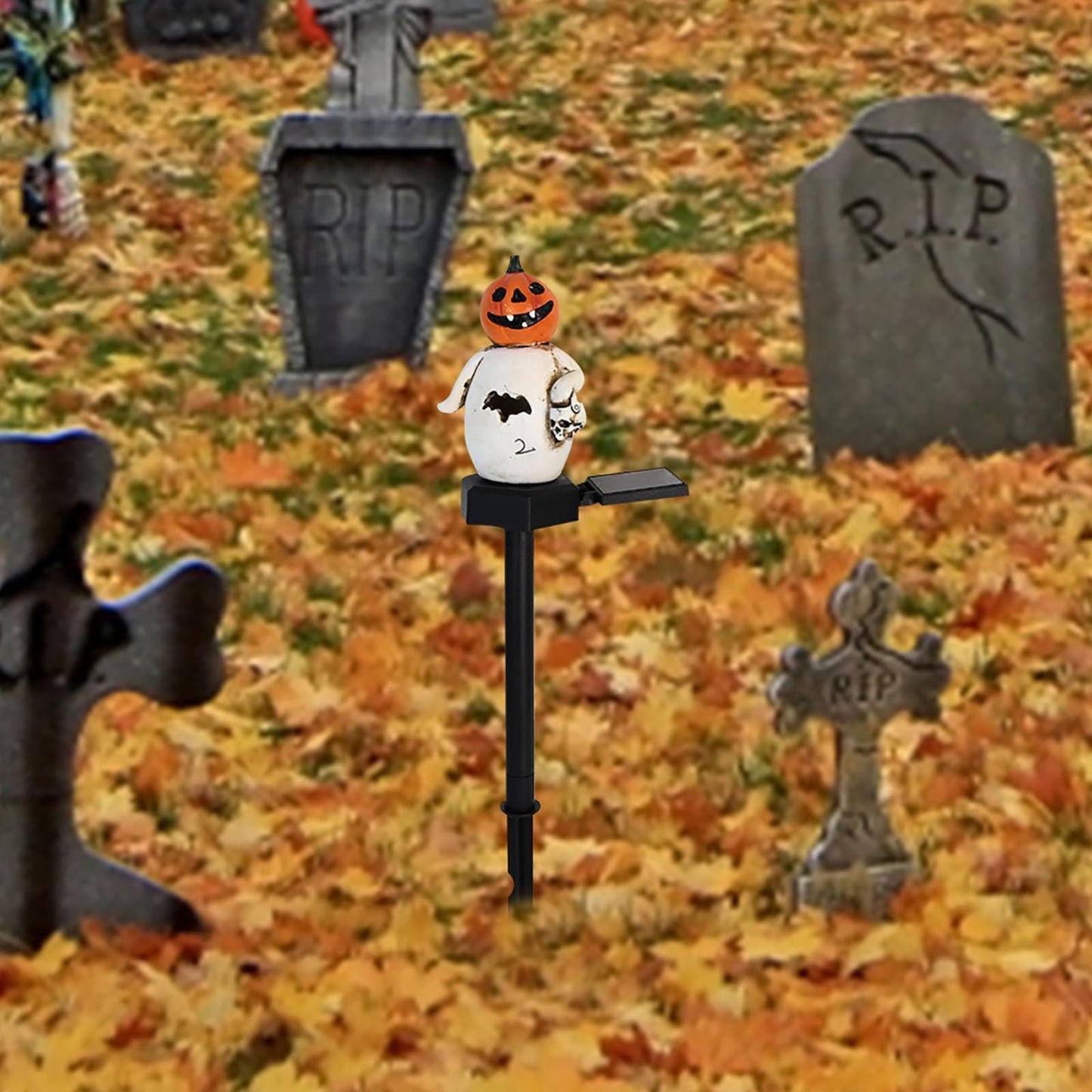 e???Halloween Solar Resin Ghost Skull Ground Lighte???