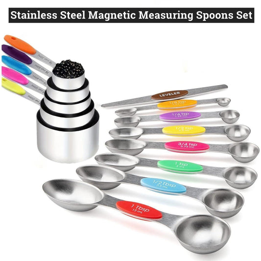 ⚡50K+ SOLD - Stainless Steel Magnetic Measuring Spoons Set