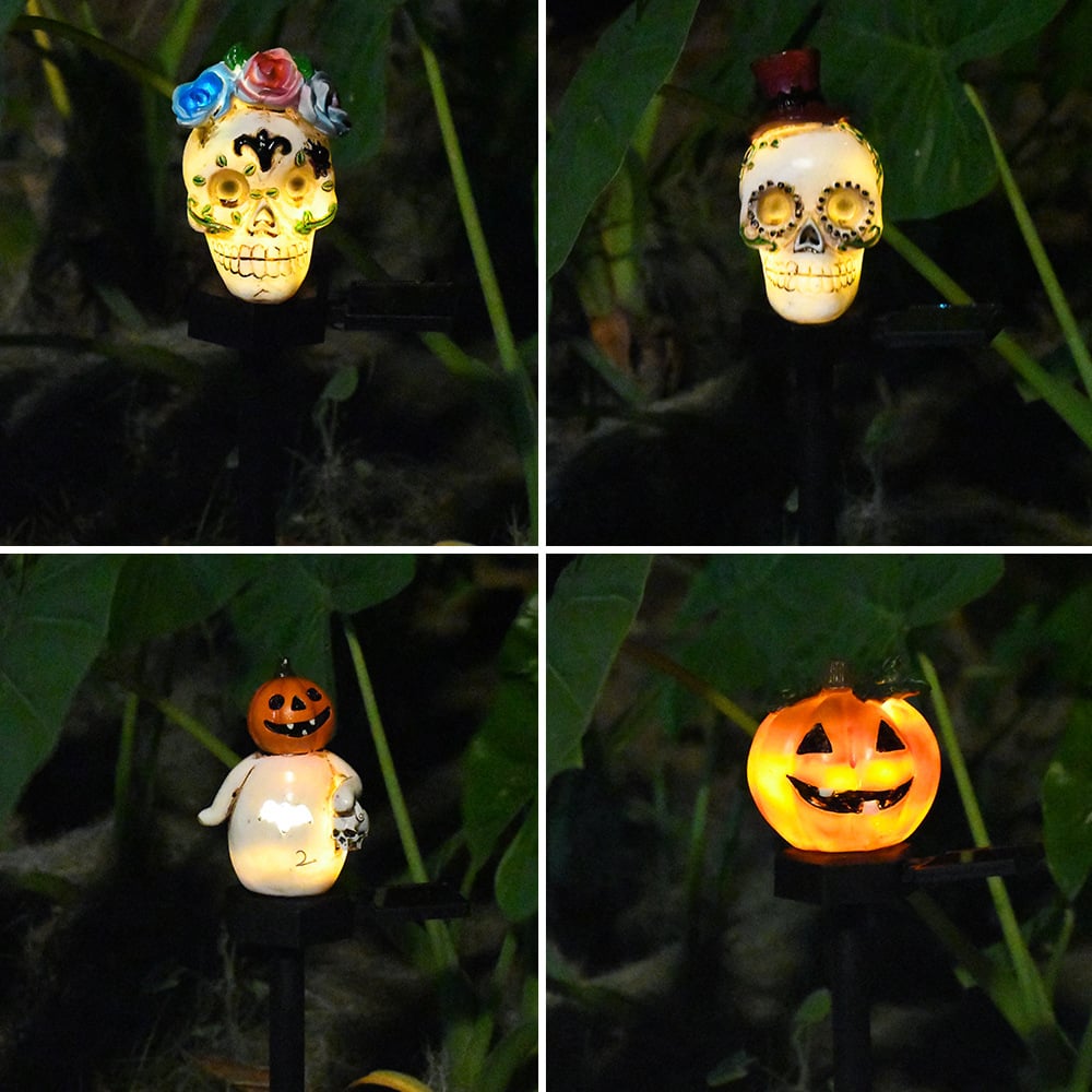 e???Halloween Solar Resin Ghost Skull Ground Lighte???