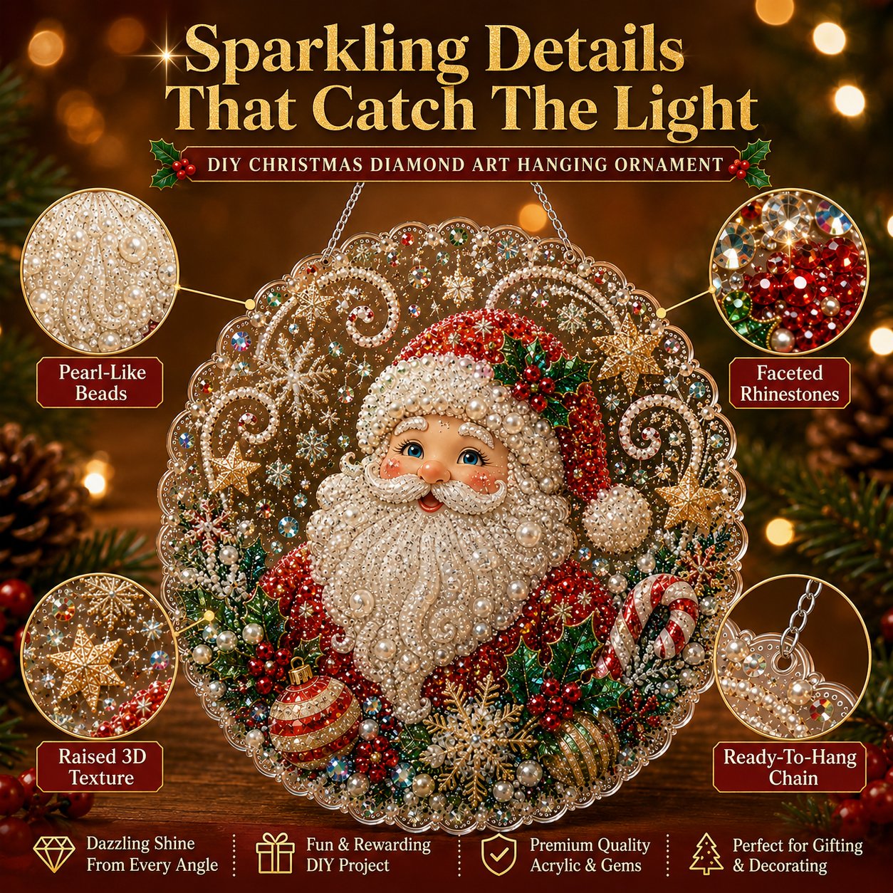 🎄Christmas DIY Diamond Painting Hanging Ornament Kit💎