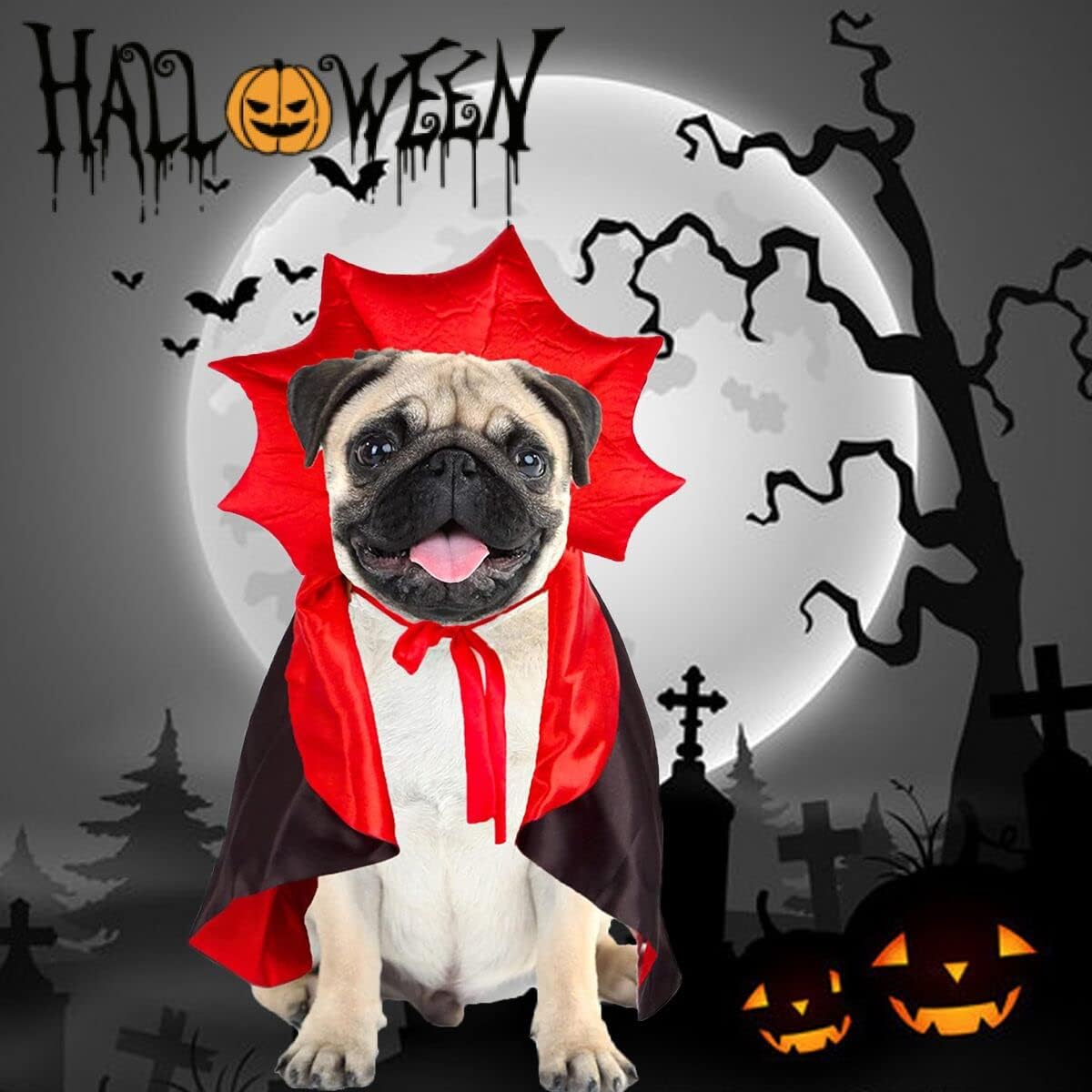 🏆 Halloween Hot Sale⚡Halloween Pet Cloak – Vampire Costume for Dogs & Cats
