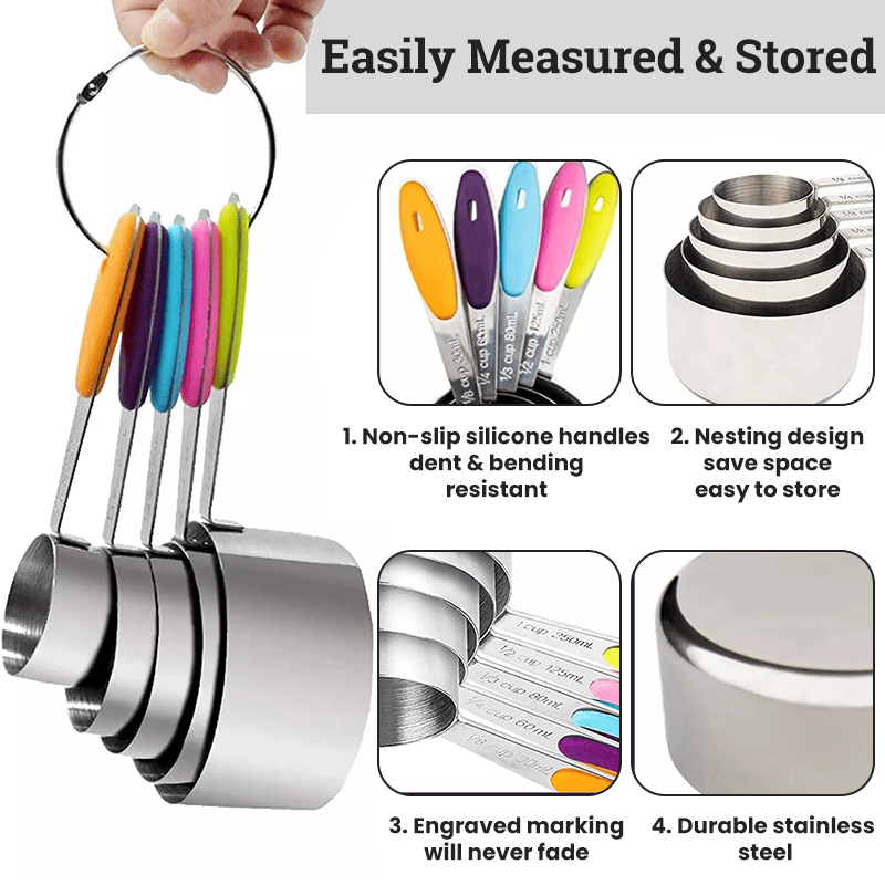 ⚡50K+ SOLD - Stainless Steel Magnetic Measuring Spoons Set