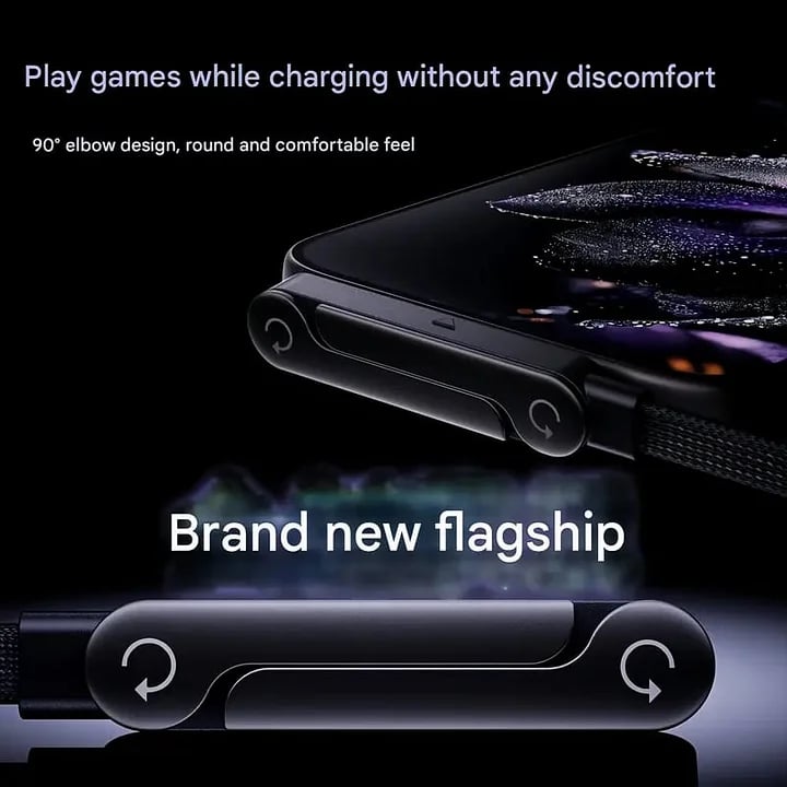 240W Fast-Charging Cable with Built-In Phone Stand