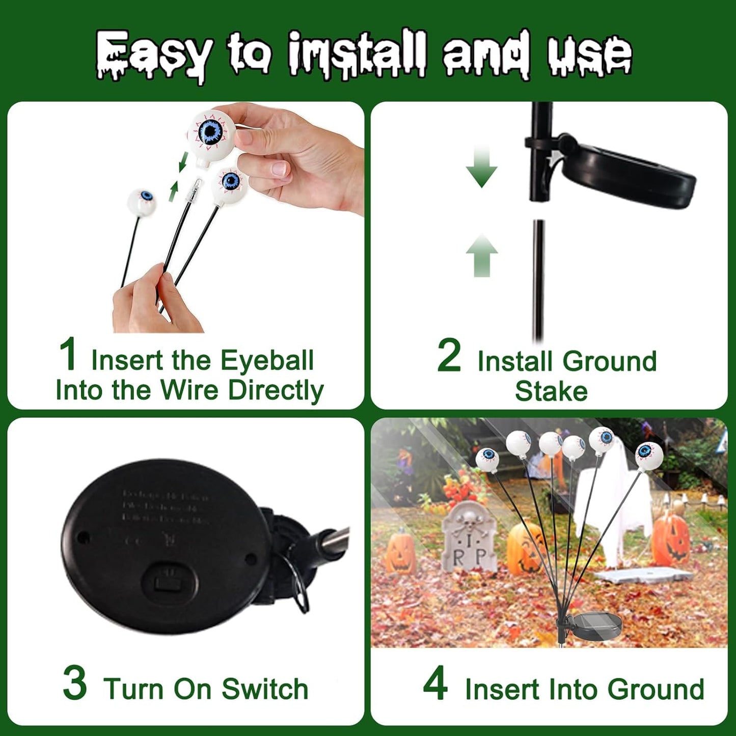 e???Halloween Sale  Solar Eyeball Swaying Firefly Lights