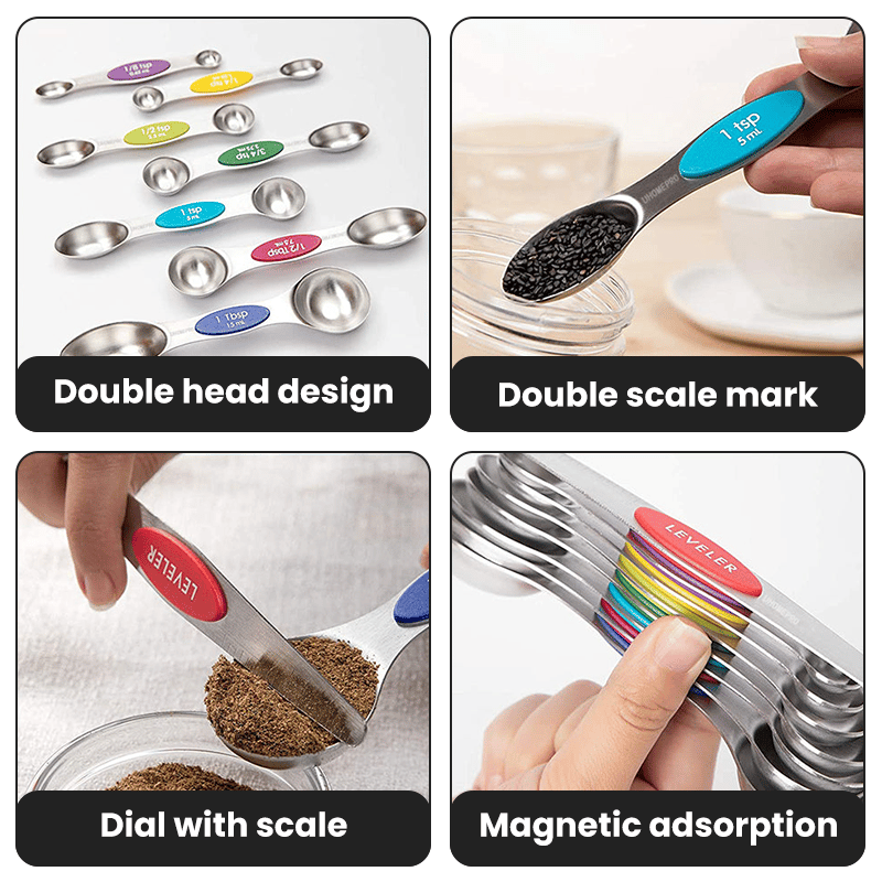 ⚡50K+ SOLD - Stainless Steel Magnetic Measuring Spoons Set
