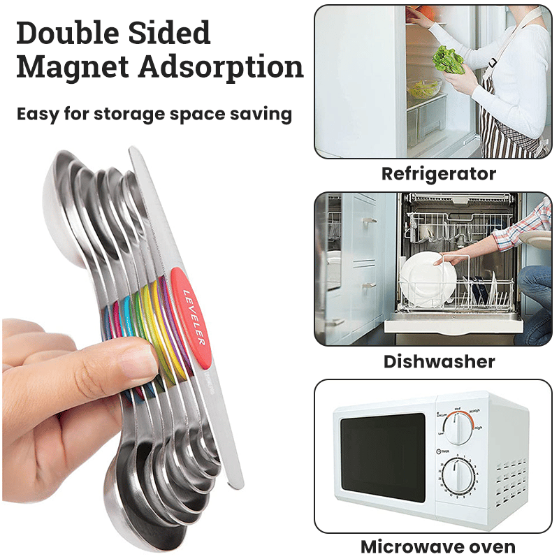 ⚡50K+ SOLD - Stainless Steel Magnetic Measuring Spoons Set